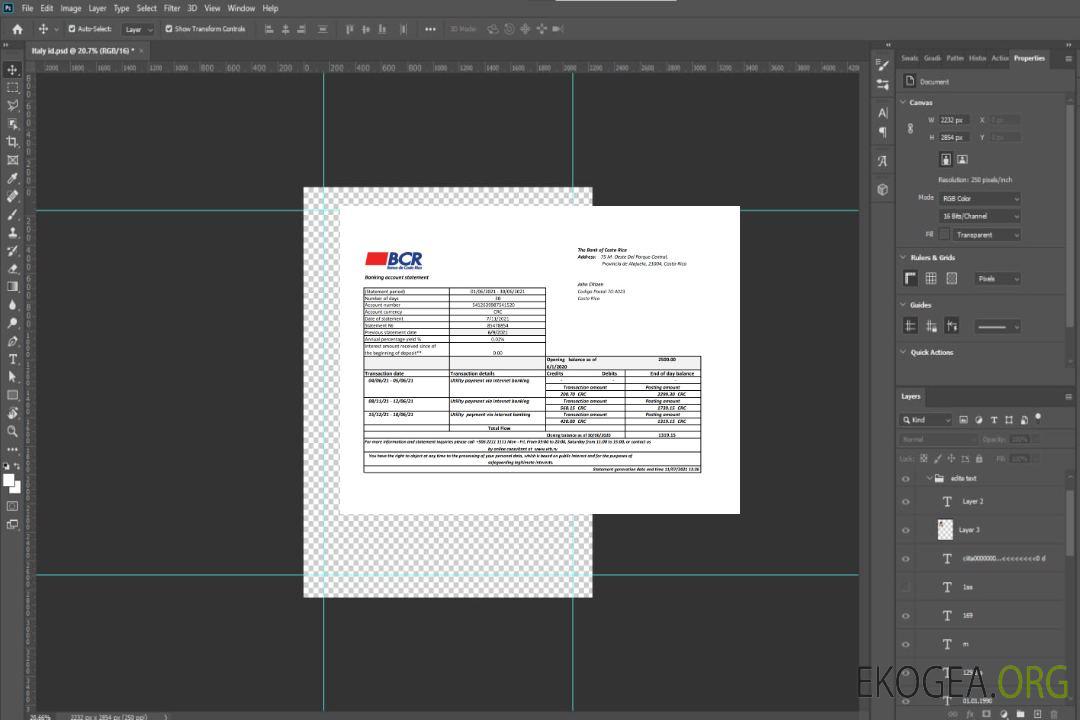 Costa Rica Modèle de relevé bancaire de la Banque du Costa Rica facile à remplir au format Excel et PDF template